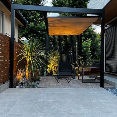 東京都武蔵野市 照明をデザインして、夜も憩えるスペースに。LIXIL「独立オーニング」を使ったモダンなテラス・ガーデン 東京都武蔵野市 照明をデザインして、夜も憩えるスペースに。LIXIL「独立オーニング」を使ったモダンなテラス・ガーデン